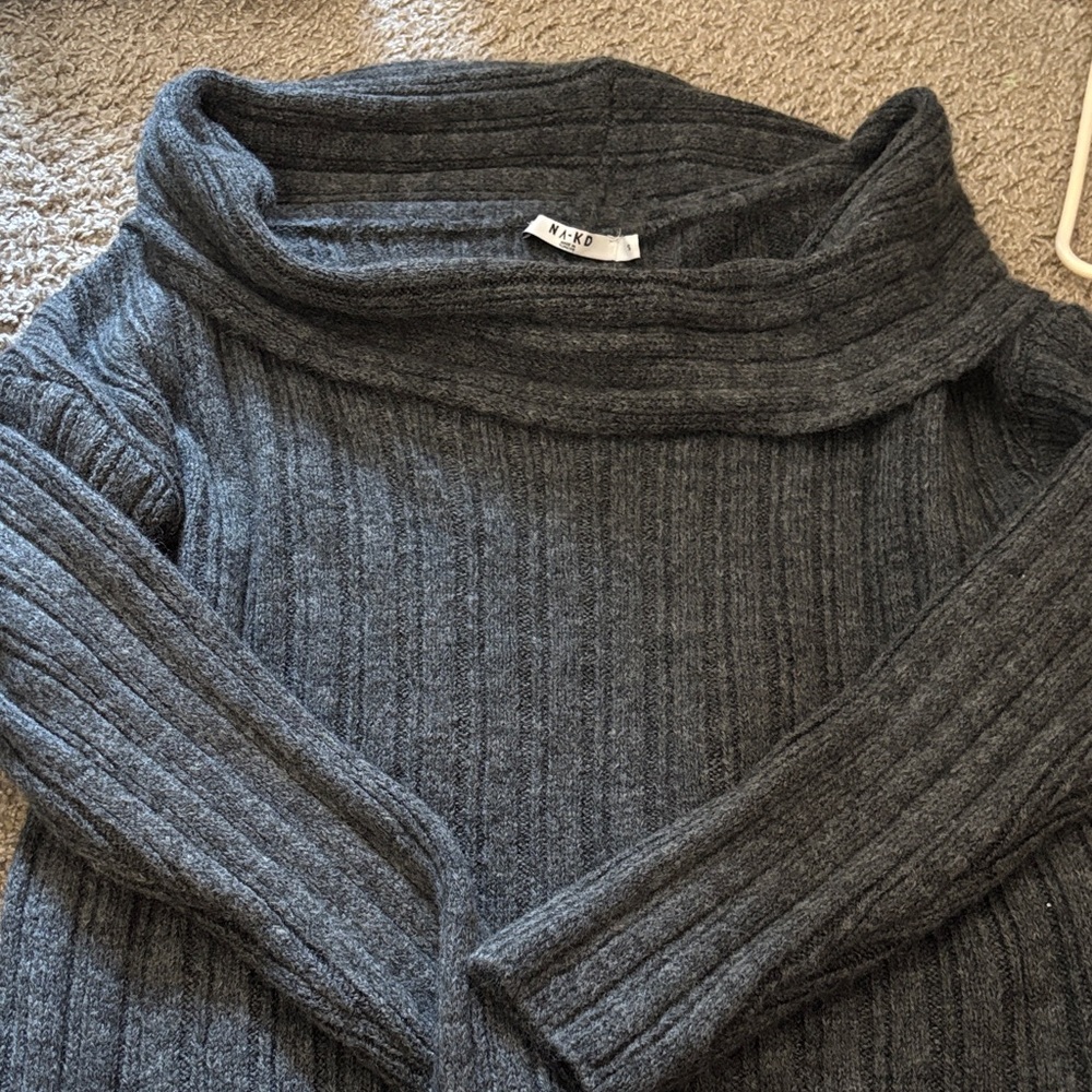 Grey Off-Shoulder Sweater
